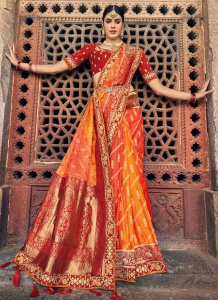 Orange Colour Tathastu New Designer Festive Wear Pure Dola Silk Saree Collection 5301